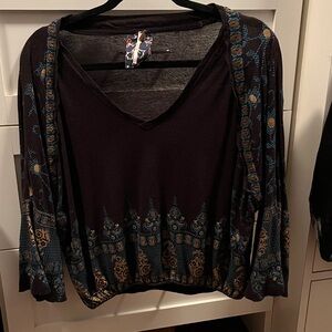Free People Elegant Black and Blue Women's Top sz xs